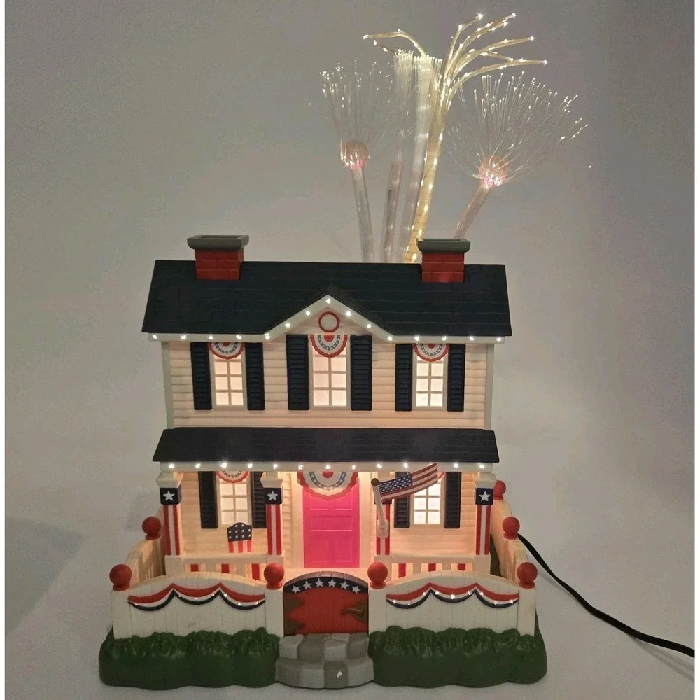 Avon 4th of July Patriotic Lighted Fiber Optic American House Complete